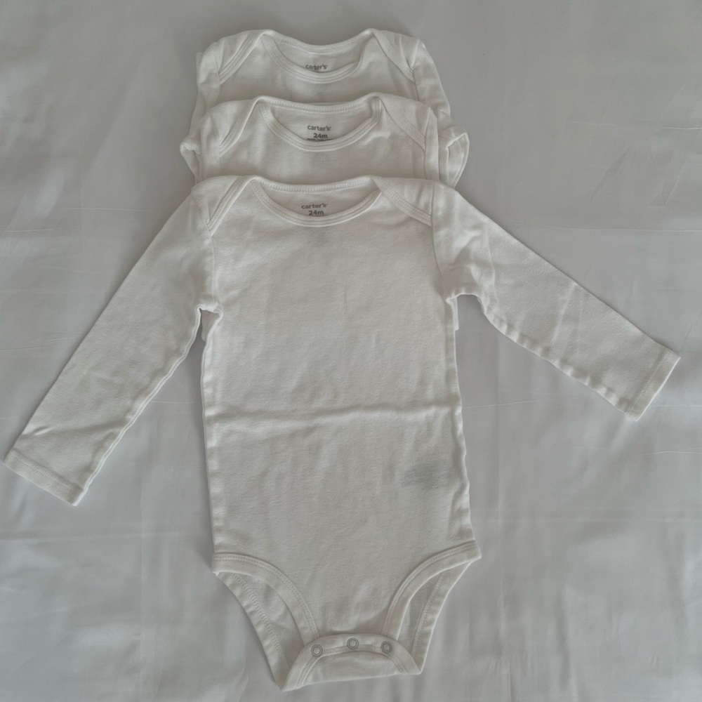 Carter’s Baby set of 3 Long Sleeve Bodysuits Size 24 Months Color:White